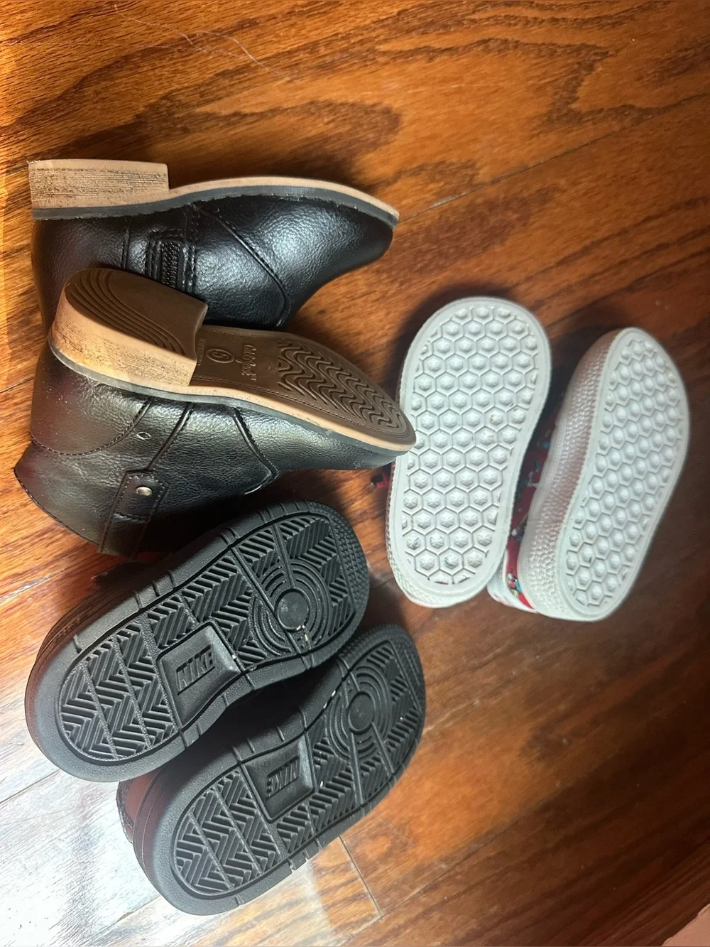 Cat & Jack Kids Black Boot, Nike black & adidas red Sneakers All is Size 5